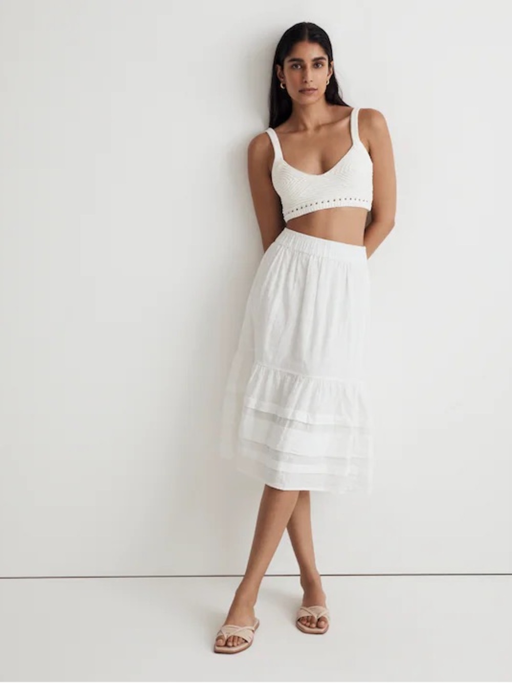 Madewell Pintuck Tiered midi skirt